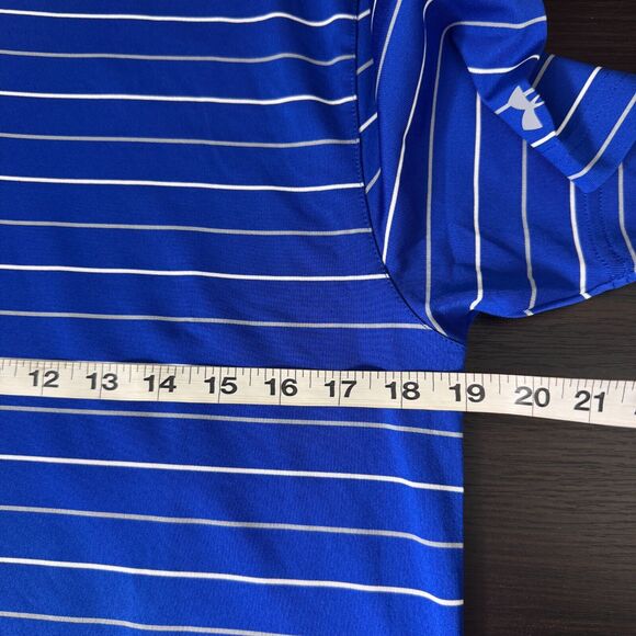 Under Armour Polo Shirt Men Small Loose Fit Heat Gear Stripe Golf Business NEW - Picture 8 of 10